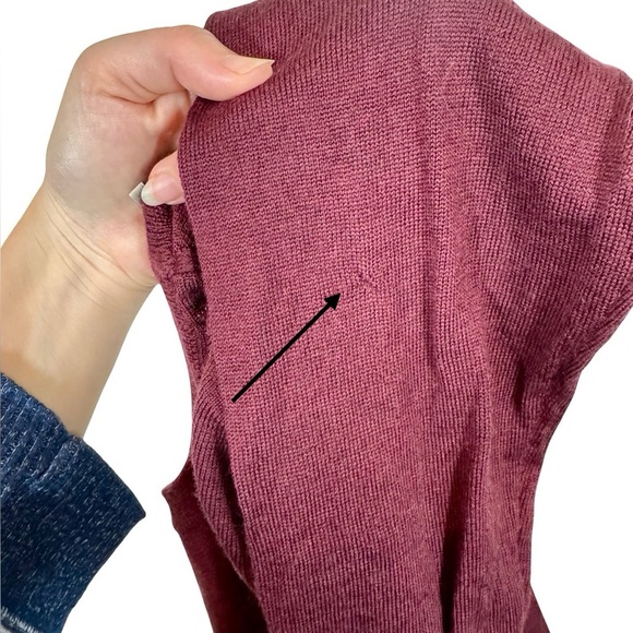 MONCLER Maglione Tricot Girocollo Logo Patch 100% Wool Jumper Sweater Burgundy - Picture 15 of 16